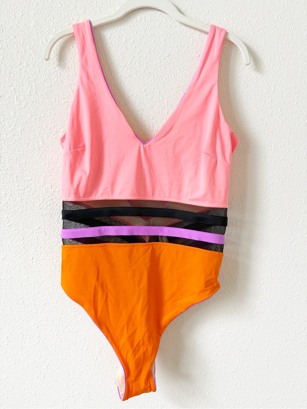 Agent Provocateur Zenaya One Piece Swimsuit Coral Size 7 US 14 Mesh Luxury Sexy